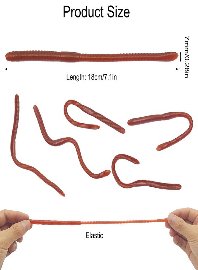 XYQMLY 30 Pcs 7.1inch/18cm Soft Fake Earthworms Faux Lifelike Stretchy Rubber Earthworms, Plastic Worms Fishing Lures Baits for Halloween April Fool's Day Party - Image 2